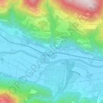Topografische Karte Jenig, Höhe, Relief