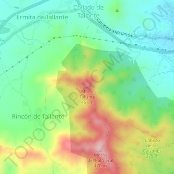 Topografische Karte Morra Tallante, Höhe, Relief