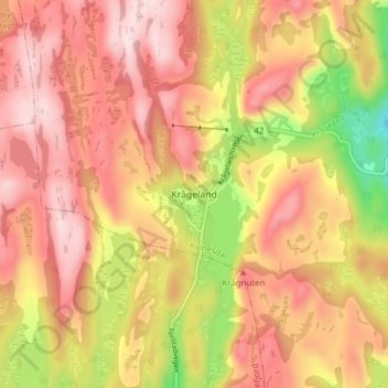 Topografische Karte Krågeland, Höhe, Relief