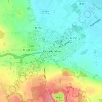 Topografische Karte Södra Sandby, Höhe, Relief