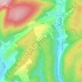 Topografische Karte Kickelhahn, Höhe, Relief