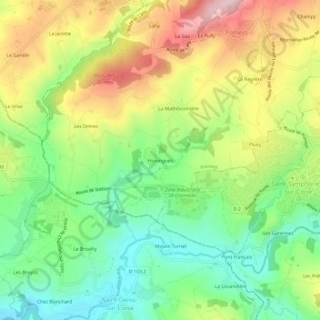 Topografische Karte Hurongues, Höhe, Relief