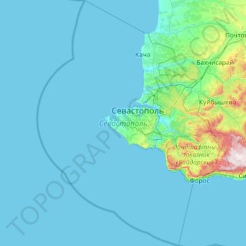 Topografische Karte Sewastopol, Höhe, Relief