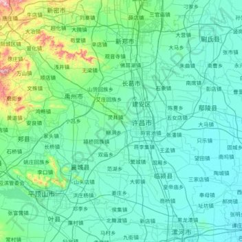 Topografische Karte Xuchang, Höhe, Relief