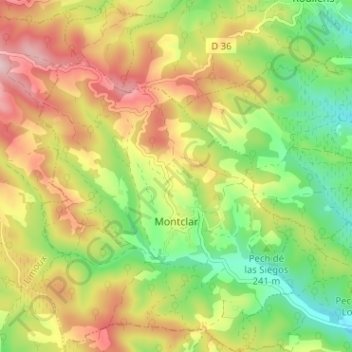 Topografische Karte Montclar, Höhe, Relief