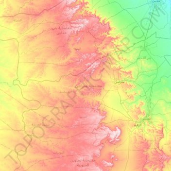 Topografische Karte Ghomrassen, Höhe, Relief