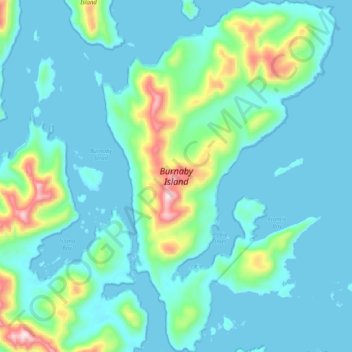 Topografische Karte Burnaby Island, Höhe, Relief