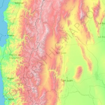 Topografische Karte San Juan, Höhe, Relief