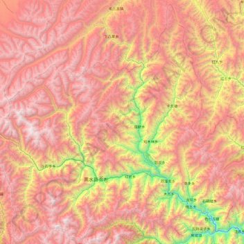 Topografische Karte Heishui County, Höhe, Relief