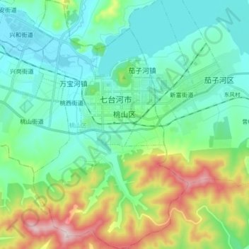 Topografische Karte Taoshan District, Höhe, Relief