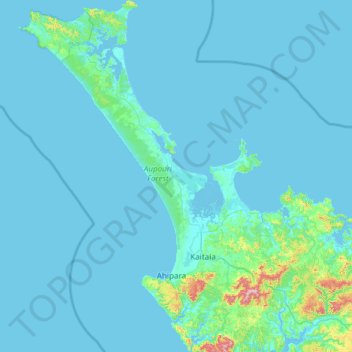 Topografische Karte Te Hiku Community, Höhe, Relief