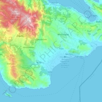 Topografische Karte Δημοτική Ενότητα Πυθαγορείου, Höhe, Relief