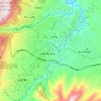 Topografische Karte Cumbaya, Höhe, Relief