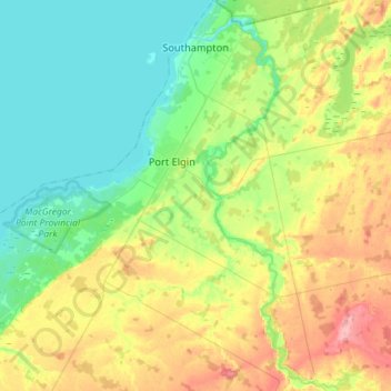 Topografische Karte Saugeen Shores, Höhe, Relief