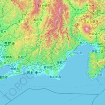 Topografische Karte Chūbu, Höhe, Relief