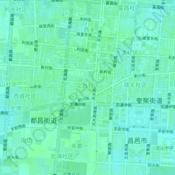 Topografische Karte 文昌社区, Höhe, Relief