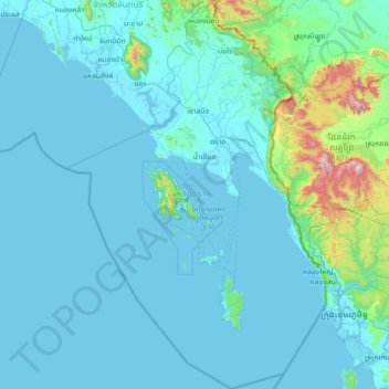 Topografische Karte Trat, Höhe, Relief