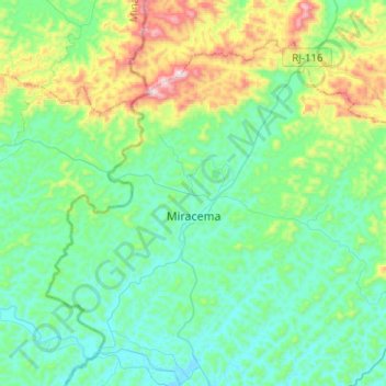 Topografische Karte Miracema, Höhe, Relief