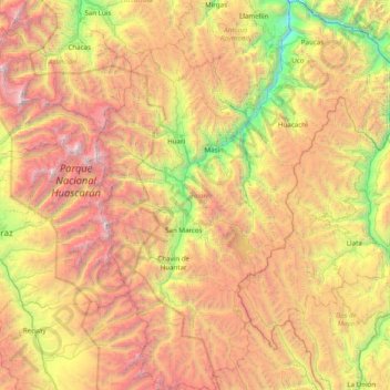 Topografische Karte Huari, Höhe, Relief