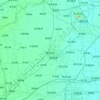 Topografische Karte 郓城县, Höhe, Relief