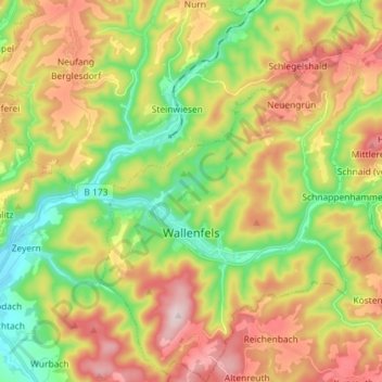 Topografische Karte Wallenfels, Höhe, Relief
