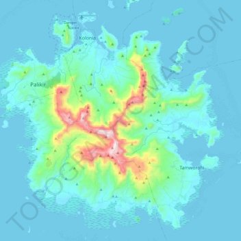 Topografische Karte Pohnpei, Höhe, Relief