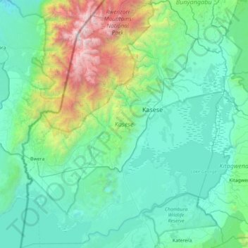 Topografische Karte Kasese, Höhe, Relief