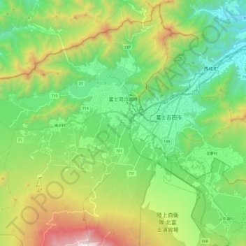 Topografische Karte 南都留郡, Höhe, Relief