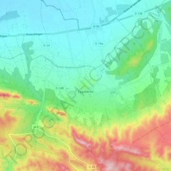 Topografische Karte Eygalières, Höhe, Relief