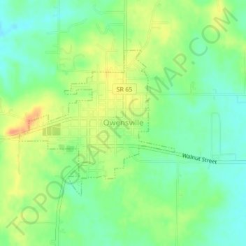 Topografische Karte Owensville, Höhe, Relief