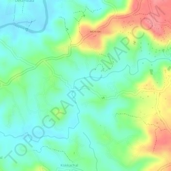 Topografische Karte Kayyar, Höhe, Relief