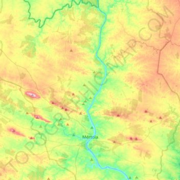 Topografische Karte Mértola, Höhe, Relief
