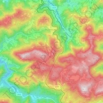 Topografische Karte Puchenstuben, Höhe, Relief