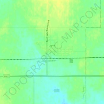 Topografische Karte Joplin, Höhe, Relief