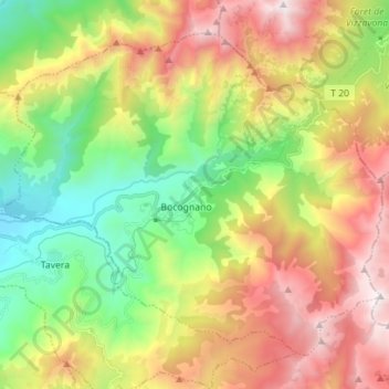 Topografische Karte Bocognano, Höhe, Relief