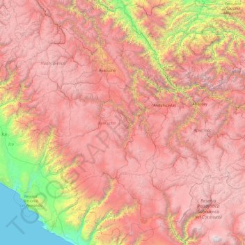 Topografische Karte Ayacucho, Höhe, Relief