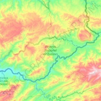 Topografische Karte Reserva Nacional de Tumbes, Höhe, Relief