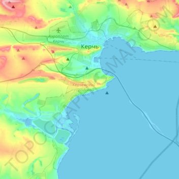 Topografische Karte Kertsch, Höhe, Relief