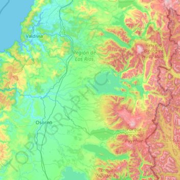 Topografische Karte Provincia de Ranco, Höhe, Relief