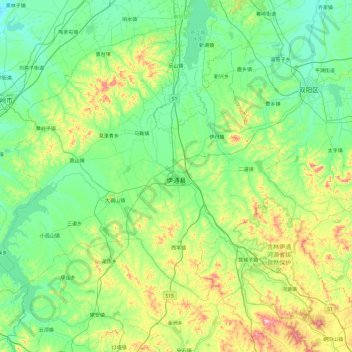 Topografische Karte Yitong Manchu Autonomous County, Höhe, Relief