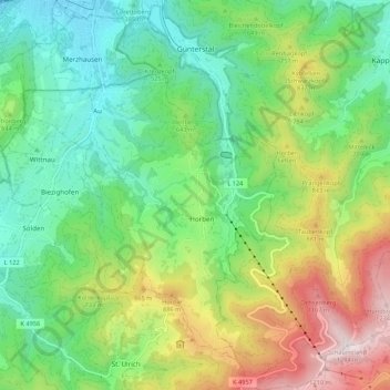 Topografische Karte Günterstal, Höhe, Relief