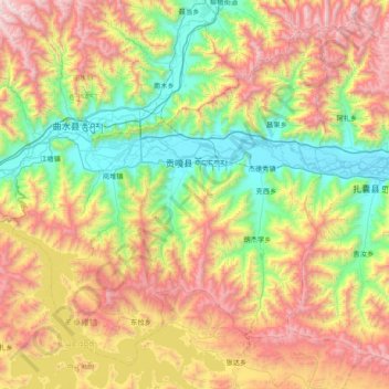 Topografische Karte Gonggar County, Höhe, Relief