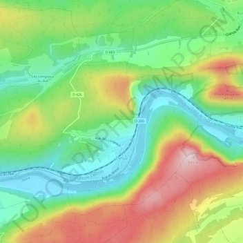 Topografische Karte Deluz, Höhe, Relief