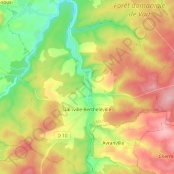 Topografische Karte Dainville-Bertheléville, Höhe, Relief