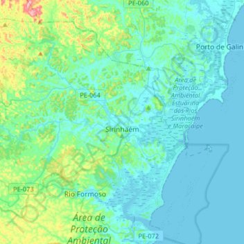 Topografische Karte Sirinhaém, Höhe, Relief