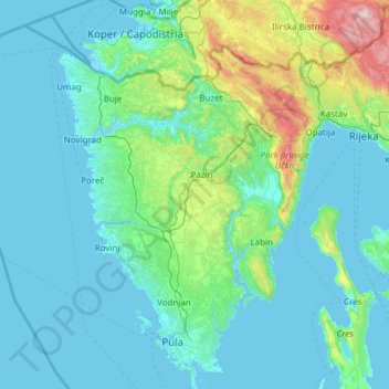 Topografische Karte Istra, Höhe, Relief