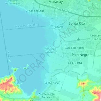 Topografische Karte Municipio Libertador, Höhe, Relief