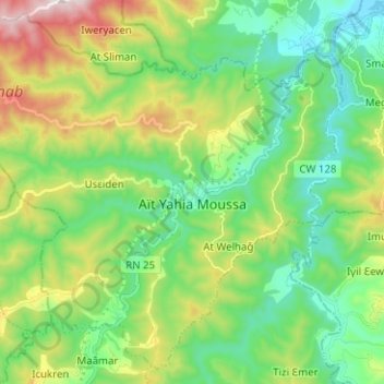 Topografische Karte Ait Yahia Moussa, Höhe, Relief
