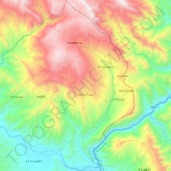 Topografische Karte Santa Rosa, Höhe, Relief