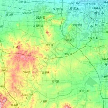 Topografische Karte 昌乐县, Höhe, Relief